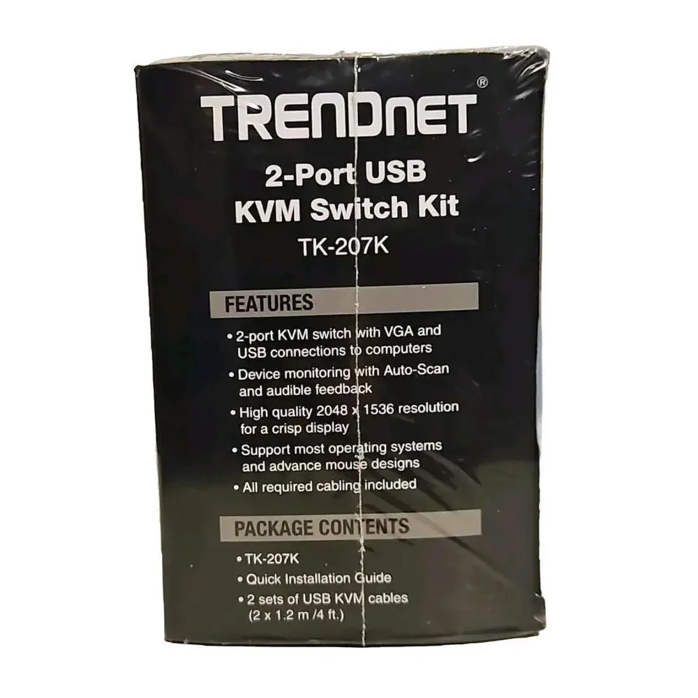 TRENDnet TK-207K 2-Port USB KVM Switch Kit White *NEW* **FREE SHIPPING**